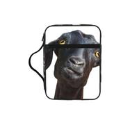 EdWal Bonita bolsa de cosméticos con estampado bíblico de cabra negra con asa resistente, bolsa de lavado para tableta, pequeña bolsa de herramientas para libros
