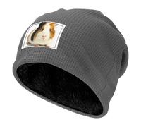 EdWal Bonita gorra de reloj de forro polar con estampado de conejillo de indias, gorro táctico unisex para invierno cálido para exteriores, regalo para Navidad, gris, Talla única