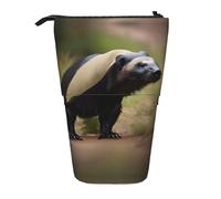 EdWal Bonito estuche telescópico con estampado de oso tejón para lápices, estuche de papelería, bolsa de cosméticos, Black, Talla única, Organizador de bolsas