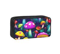EdWal Bright Mushrooms - Estuche organizador de bolígrafos con impresión artística de gran capacidad con cremallera, estuche duradero para artículos de papelería