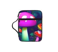 EdWal Bright Mushrooms - Estuche para cosméticos con diseño de setas artísticas con asa resistente, bolsa de lavado para tableta, pequeña bolsa de herramientas para libros