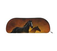 EdWal Caballos negros, rojo, nubes brillantes, estampado, estuche de cosméticos, estuche para lápices, estuche elegante para mujeres, bolsa de cosméticos de viaje, Plata, Jeden rozmiar, Neceser