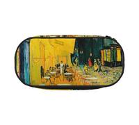 EdWal Cafe Terrace at Night Print - Estuche grande para lápices, papelería, oficina, universidad, escuela, Black, Talla única, Organizador de bolsas