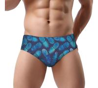 Edwal Calzoncillos de talle bajo con estampado de piña azul para hombre, ropa interior suave con bolsa de contorno de apoyo para uso diario, Negro, 3XL