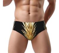 Edwal Calzoncillos de talle bajo con estampado de piña dorada para hombre, ropa interior suave con bolsa de contorno de apoyo para uso diario, Negro, M