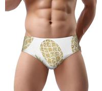 Edwal Calzoncillos de talle bajo con estampado de piña dorada para hombre, ropa interior suave con bolsa de contorno de apoyo para uso diario, Negro, XL