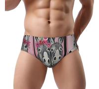 Edwal Calzoncillos de tiro bajo con estampado de burro y flores para hombre, ropa interior suave con bolsa de contorno de apoyo para uso diario, Negro, 3XL