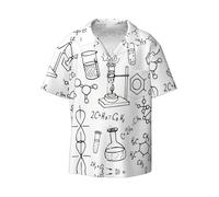 EdWal Camisas de manga corta con botones y estampado químico para hombre, estilo casual, holgada, para verano, playa, camisas de vestir para hombre, Negro, 54