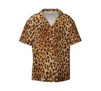 EdWal Camisas de manga corta con estampado de leopardo para hombre, estilo casual, holgada, para verano, playa, camisas de vestir para hombre, Negro, 50