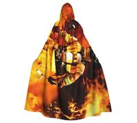 EdWal Capa con capucha unisex con estampado de llamas de bombero, para adultos, para disfraces de cosplay de Halloween