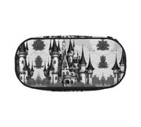 EdWal Castle04 - Estuche para lápices de gran capacidad, diseño gótico de cuento de hadas castle04, estuche grande para lápices, papelería, oficina, universidad, escuela, Black, Talla única,