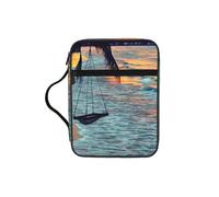 EdWal Coconut Beach - Bolsa de cosméticos con estampado de hamaca de puesta de sol con asa resistente, bolsa de lavado para tableta, pequeña bolsa de herramientas para libros