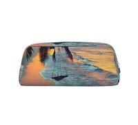 EdWal Coconut Beach Sunset - Estuche grande con estampado de hamaca, estuche para lápices, papelería, oficina, universidad, escuela, maquillaje, plateado, One Size, Neceser