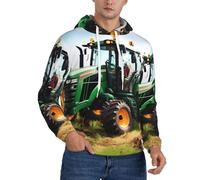 EdWal Company Farm Tractor - Sudadera con capucha para hombre, cómoda sudadera con capucha para hombre, sudadera casual con cordón, Negro, L