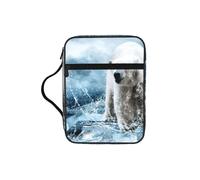 EdWal Cool Animal - Estuche para cosméticos con estampado de oso polar blanco con asa resistente, bolsa de lavado para tableta, pequeña bolsa de herramientas para libros