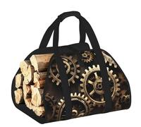 EdWal Cool Steampunk Gears - Bolsa de transporte para troncos con lados abiertos, soporte de madera para chimenea, accesorio para chimenea