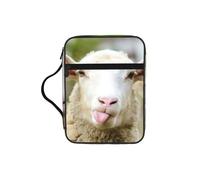 EdWal Divertida lengua de oveja traviesa con estampado de animales bíblicos, bolsa de cosméticos con asa resistente, bolsa de lavado para tableta, pequeña bolsa de herramientas para libros