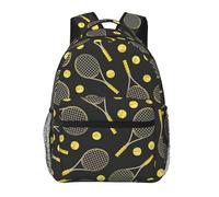 EdWal Divertidas raquetas de tenis y pelotas de tenis, mochila de senderismo con estampado de pelotas de tenis, mochila para laptop, para hombres y mujeres, mochila impermeable, bolsa de viaje fácil
