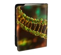 EdWal DNA Chain - Funda para pasaporte con impresión fotográfica y tarjetero de crédito, funda de piel para pasaporte, para mujeres y hombres, identificación familiar, viajes, Black, Talla única