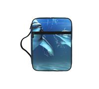 EdWal Dolphins in The Sea - Estuche para cosméticos con asa resistente, para tablet, pequeña bolsa de herramientas para libros