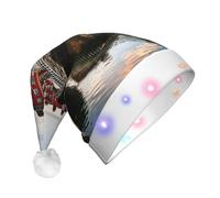 EdWal Dublin Ireland Ha Penny Bridge River Print Led Christmas Beanie Light Up Christmas Hats Knit Hats with Led Lights Led Winter Santa Hat