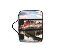 EdWal Dublín Irlanda Ha Penny Bridge River Print Biblia Estuche de cosméticos con asa resistente, bolsa de lavado para tableta, pequeña bolsa de herramientas para libros