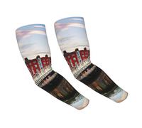 EdWal Dublín Irlanda Ha Penny Bridge River Print - Mangas deportivas para brazo de compresión, para exteriores, conducción, jardinería, pesca