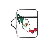EdWal Estuche de cosméticos con diseño de mapa de la bandera de México con asa resistente, bolsa de lavado para tableta, pequeña bolsa de herramientas para libros