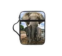 EdWal Estuche de cosméticos con estampado de animales salvajes africanos y elefantes, bolsa de cosméticos con asa resistente, funda para tableta, pequeña bolsa de herramientas para libros