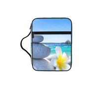 EdWal Estuche de cosméticos con estampado de flores tropicales y piedras zen, bolsa de cosméticos con asa resistente, funda para tableta, pequeña bolsa de herramientas para libros