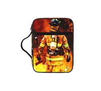 EdWal Estuche de cosméticos con estampado de llamas de bombero, bolsa de cosméticos con asa resistente, funda para tableta, pequeña bolsa de herramientas para libros