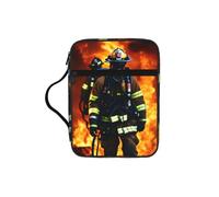 EdWal Estuche de cosméticos con estampado de llamas de bombero, bolsa de cosméticos con asa resistente, funda para tableta, pequeña bolsa de herramientas para libros