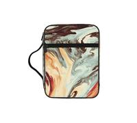 EdWal Estuche de cosméticos con estampado de mármol marrón mixto con asa resistente, bolsa de lavado para tableta, pequeña bolsa de herramientas para libros
