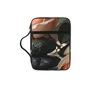 EdWal Estuche de cosméticos con estampado de piedras y rosas de spa con asa resistente, funda para tableta, pequeña bolsa de herramientas para libros