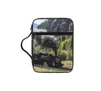 EdWal Estuche de cosméticos con estampado de tren de locomotora de vapor con asa resistente, bolsa de lavado para tableta, pequeña bolsa de herramientas para libros