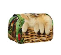 EdWal Estuche de lona con estampado de cachorro Golden Retriever, organizador de gran capacidad, bolsa multifuncional para lápices