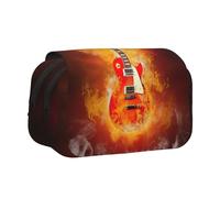 EdWal Estuche de lona con estampado de guitarra de rock en llamas, organizador de gran capacidad, multifuncional