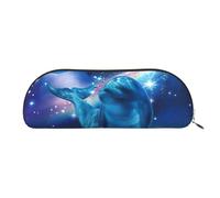 EdWal - Estuche de maquillaje con estampado de delfines galaxia, estuche de lápices para mujer, estuche de maquillaje de viaje, dorado, talla única, Bolsa de aseo