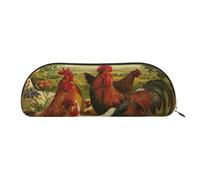 EdWal Estuche de maquillaje con estampado de gallinas y granjas, estuche para lápices, elegante estuche para lápices para mujer, bolsa de cosméticos de viaje, Gold, Talla única, Neceser