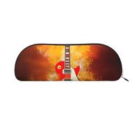 EdWal Estuche de maquillaje con estampado de guitarra de rock en llamas, estuche para lápices, elegante estuche para lápices para mujer, bolsa de cosméticos de viaje, Dorado, One Size, Neceser