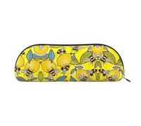 EdWal Estuche de maquillaje con estampado de limón amarillo y abeja, estuche para lápices, elegante estuche para lápices para mujer, bolsa de cosméticos de viaje, Gold, Talla única, Neceser