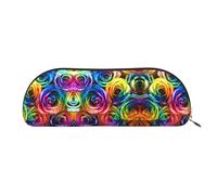 EdWal Estuche de maquillaje con estampado de rosas de arco iris, estuche para lápices, elegante estuche para lápices para mujer, bolsa de cosméticos de viaje, Gold, Talla única, Neceser