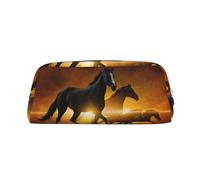 EdWal Estuche grande con diseño de caballos negros, nubes brillantes rojas, estuche grande para lápices, papelería, oficina, universidad, escuela, maquillaje, plateado, One Size, Neceser