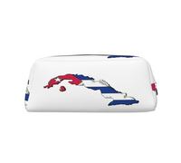 EdWal Estuche grande con diseño de mapa de la bandera cubana, estuche grande para lápices, papelería, oficina, universidad, escuela, bolsa de maquillaje, Silver, Talla única, Neceser