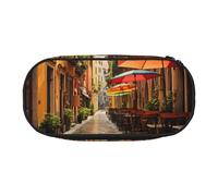 EdWal Estuche grande con estampado de calle italiana, gran capacidad, para lápices, papelería, oficina, universidad, escuela, Black, Talla única, Organizador de bolsas