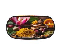 EdWal Estuche grande con estampado de especias y especias para lápices, papelería, oficina, universidad, escuela, Black, Talla única, Organizador de bolsas