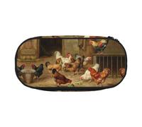 EdWal Estuche grande con estampado de gallina asada con diseño de granja de gallina asada, estuche grande para lápices, papelería, oficina, universidad, escuela, Black, Talla única, Organizador de
