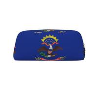 EdWal Estuche grande con estampado de la bandera del estado de Dakota del Norte, bolsa grande para lápices, papelería, oficina, universidad, escuela, bolsa de maquillaje, Silver, Talla única, Neceser