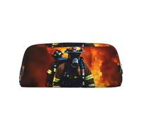 EdWal Estuche grande con estampado de llamas de bombero, estuche grande para lápices, papelería, oficina, universidad, escuela, maquillaje, Silver, Talla única, Neceser