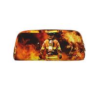 EdWal Estuche grande con estampado de llamas de bombero, estuche grande para lápices, papelería, oficina, universidad, escuela, maquillaje, Dorado, One Size, Neceser